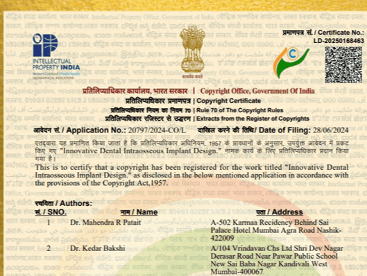 Implant innovation By Dr. Kedar Bakshi